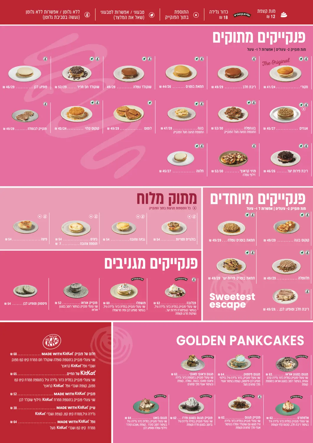 Dessert menu, page one